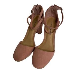 Christian Siriano Pink Suede Closed Toe Heels w/ Zipper - Size 8 1/2